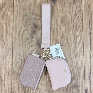 NWT Lululemon Dual Pouch Wristlet *Glitter In Pink Champagne/Mink/Gold